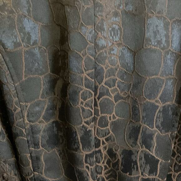 Bisou Bisou Croc Print Belted Jacket Brown/Black Faux Leather Look Trench Size L - Picture 11 of 13